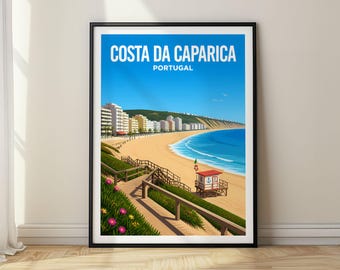 Costa da Caparica Poster Portugal Travel Print Wall Art Home Decor Gift