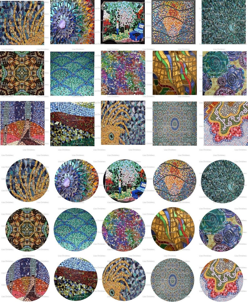 Mosaic Digital Collage Instant Download 1 Inch Circles - Etsy
