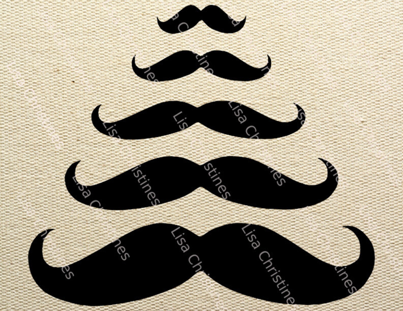 Christmas Illustration Mustache Tree Instant Download Clipart - Etsy