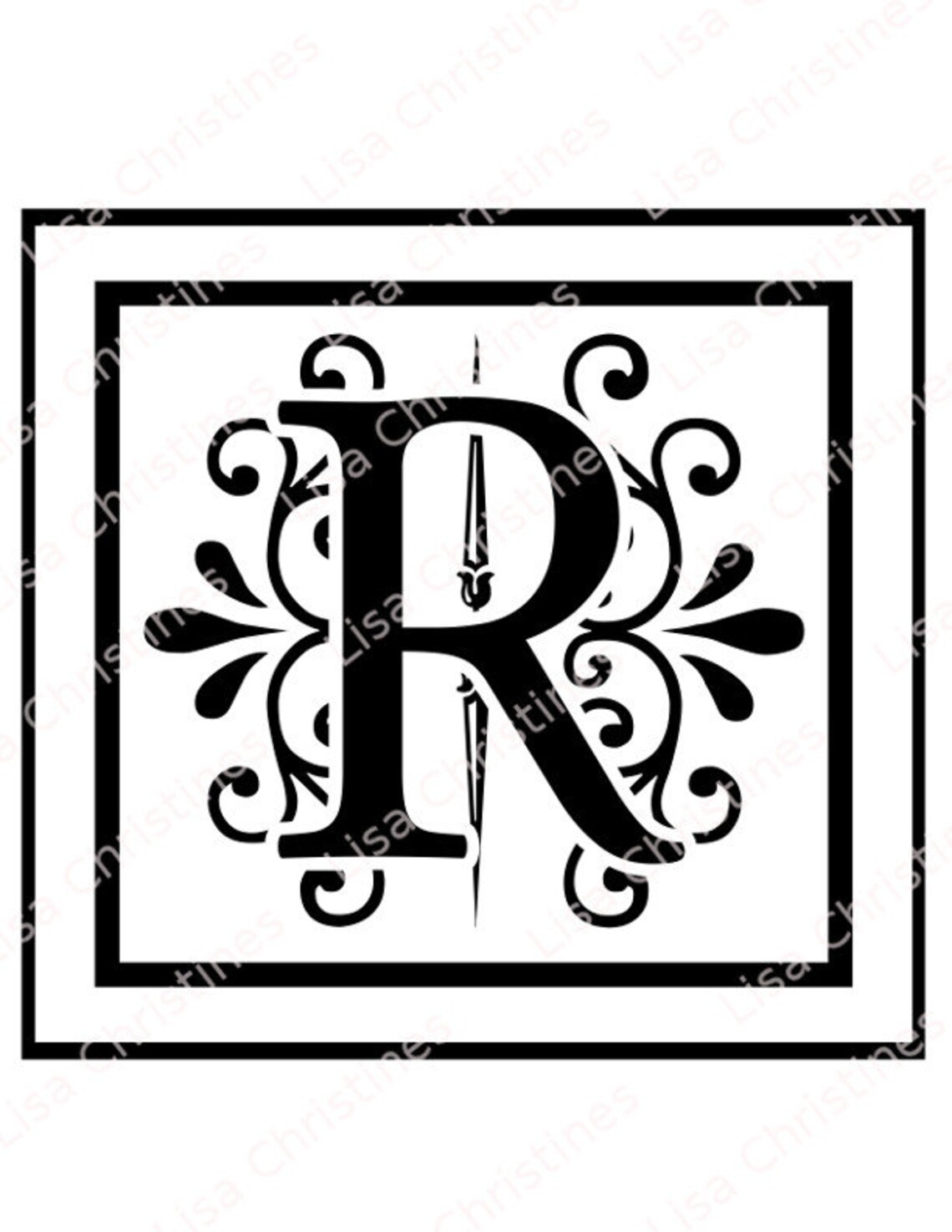 Ornamental Monogram Letter R Digital Image Instant Download - Etsy