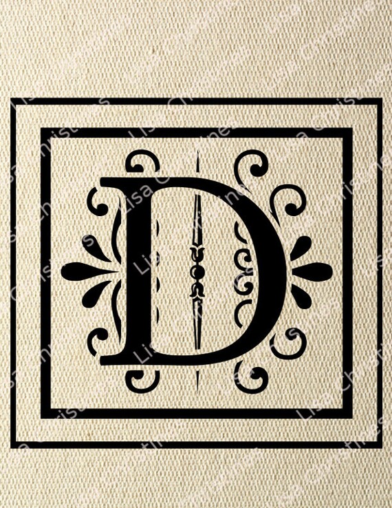 Ornamental monogram letter d digital image instant download  etsy