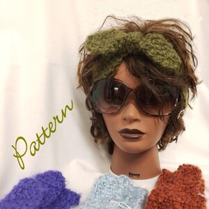 May include: Three different knitted headbands in blue, purple, and brown. The headbands are made with a fluffy yarn and are perfect for adding a touch of warmth and style to any outfit.
