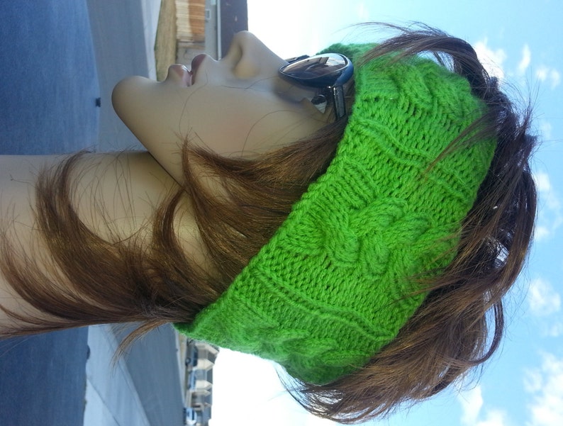 3 Patterns in One PDF Patterns Knitted Headband with Flower, Cabled Earwarmer and the Braided Headwrap image 3