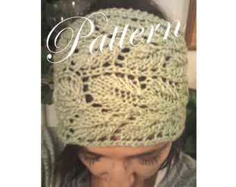 Knitted  Leaf Lace Headwrap Headband Earwarmer PDF Pattern