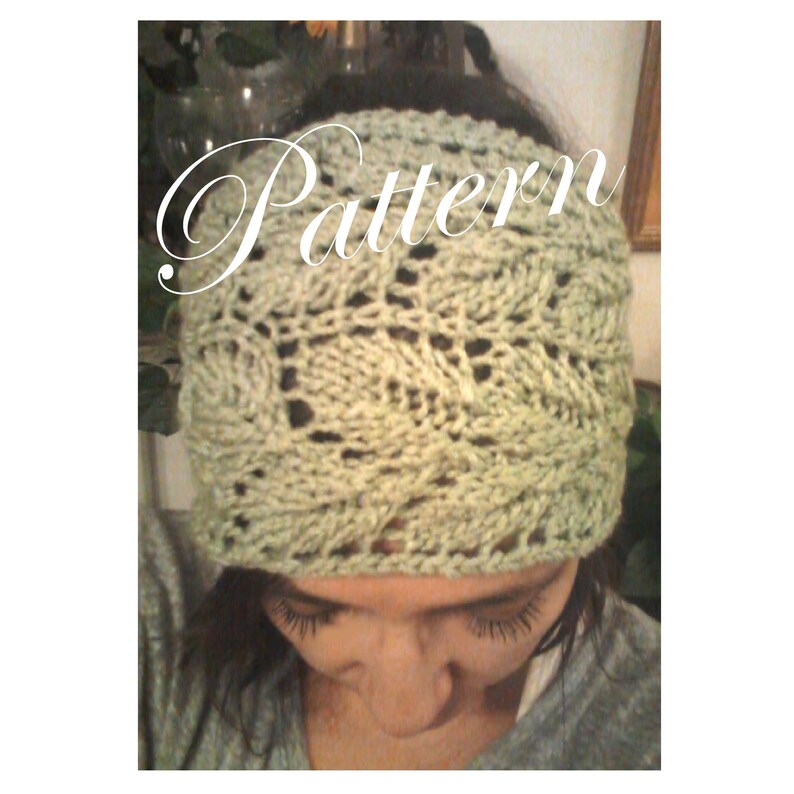 Knitted Leaf Lace Headwrap Headband Earwarmer PDF Pattern image 1