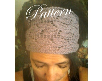 Knitted Lacy Leaf Headwrap, Headband PDF Pattern