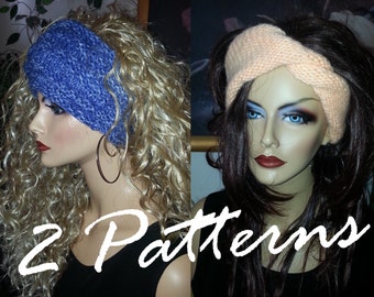 2 PDF Patterns Knitted Reversible Turban Headband and Basic Earwarmer Headwrap