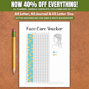 Face Care Tracker - Face Care Routine - Skin Care Tracker - Facial Care Log - Beauty Care Journal - Self Care Tracker - Skincare Planner