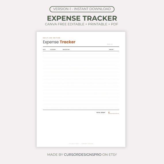 Expense Tracker Canva Template, 4 Layout Bundle, Subscription Audit Weekly Budget, Editable Printable, Instant Download