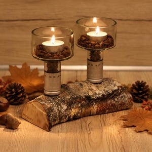 Teelichthalter holz und glas