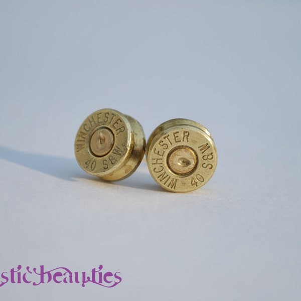 Stunning Studs .40 Caliber Bullet Shell Casing Earrings