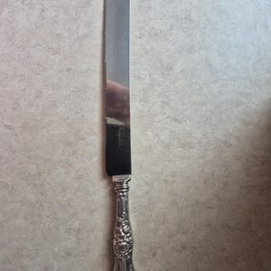 Vintage Sheffield England Sterling Silver Handle Serrated Bread Cake Knife
