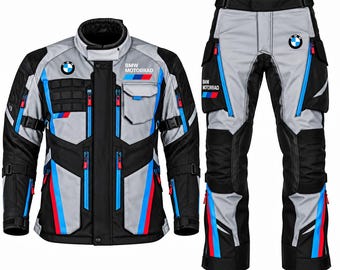 Chaqueta y pantalón impermeables BMW Motorrad Motorcycle Adventure con certificación CE y armadura de malla. Traje completo para motociclista.