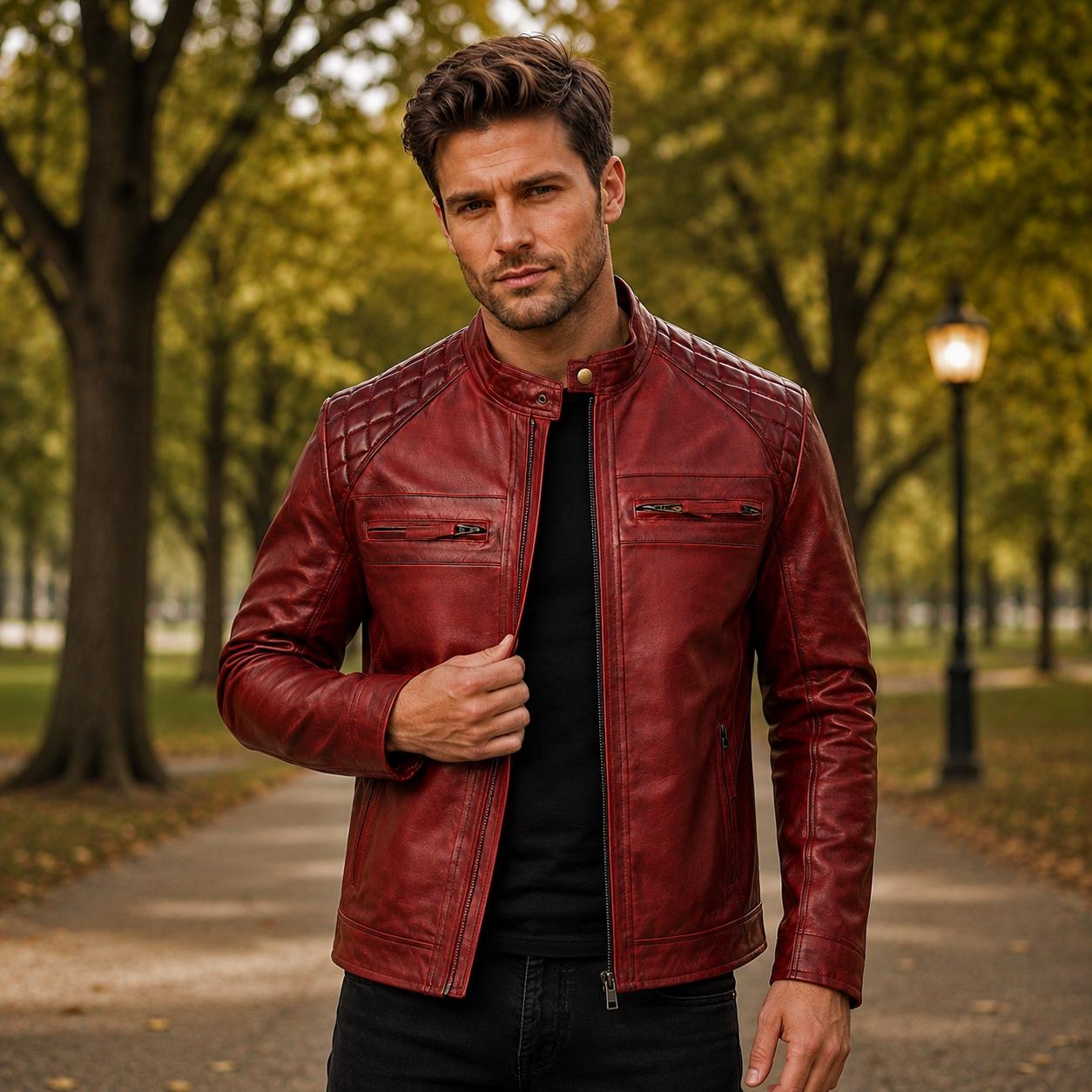 Vintage Leather Jacket Burgundy - Etsy