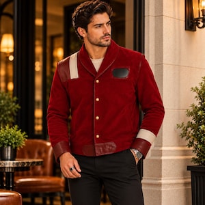 Star Trek Captain Kirk Burgundy Suede Bomber Jacket for Men – William Shatner Inspired Final Frontier Cosplay Uniform Coat
