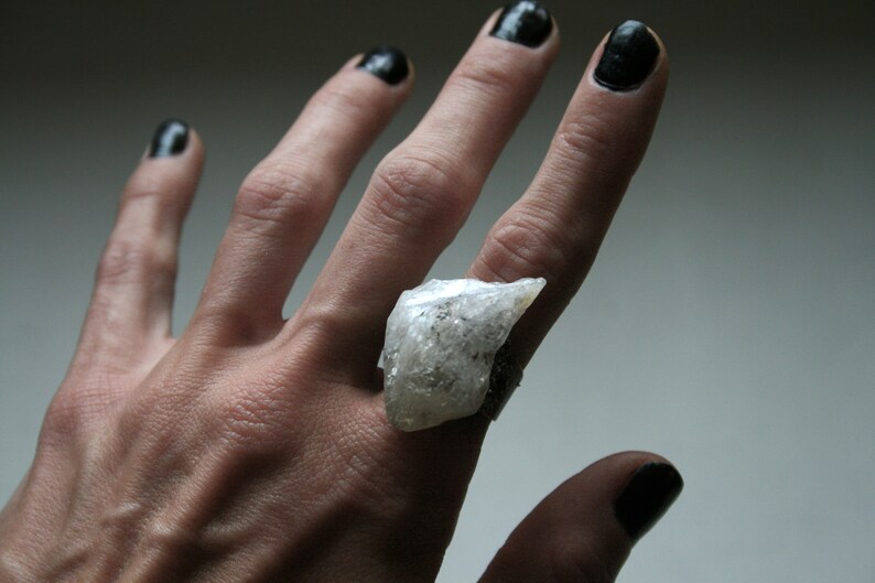 White Citrine Crystal Ring Terminated Clear White Crystal Etsy