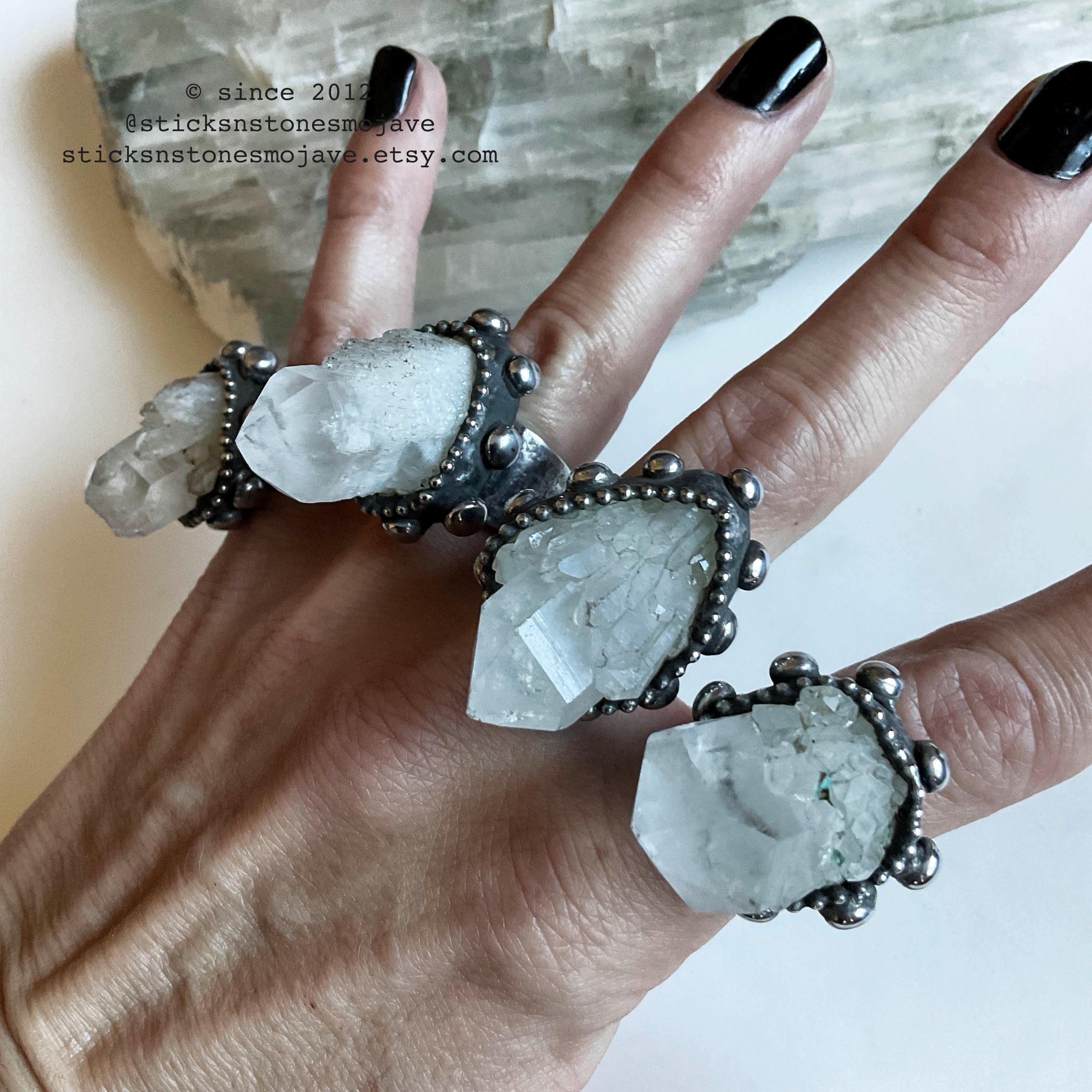 Quartz Point Ring Clear White Quartz Crystal Point Small Adjustable Size 5 6 7 8 Ring - Etsy