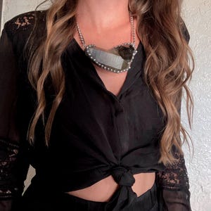 Massive Smoky Quartz Crystal Cluster Statement Necklace