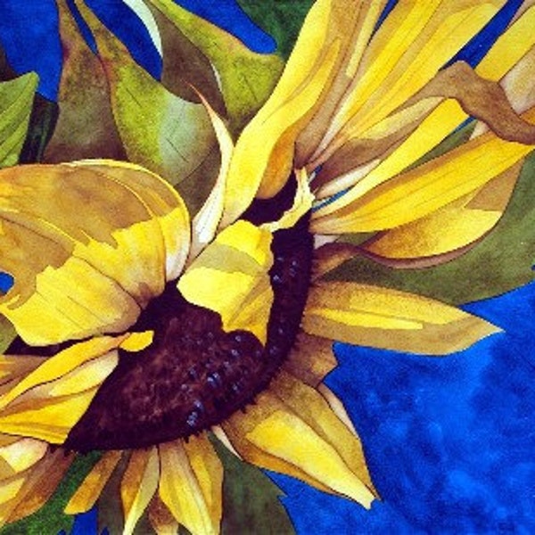 Art Original Watercolor Painting of LONE SUNFLOWER