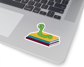 Bookworm Worm Sticker | Book Lover Sticker | Teacher Sticker| Reading Sticker | Kiss-Cut Sticker | Reading Nerd Sticker