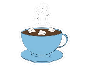 Hot Cocoa with Marshmallows Sticker | Winter Sticker | Cozy Mug Kiss-Cut Sticker