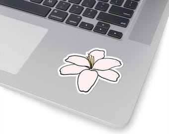 Pink Lily Flower Sticker | Floral Laptop Vinyl | Pastel Botanical Kiss-Cut | Lily Illustrated Vinyl