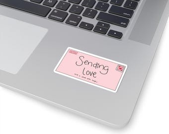 Sending Love Sticker | Mail Sticker | Valentine's Sticker | Get Well Sticker | Sympathy Gift | Kiss-Cut Vinyl Sticker | Pink Mail Art
