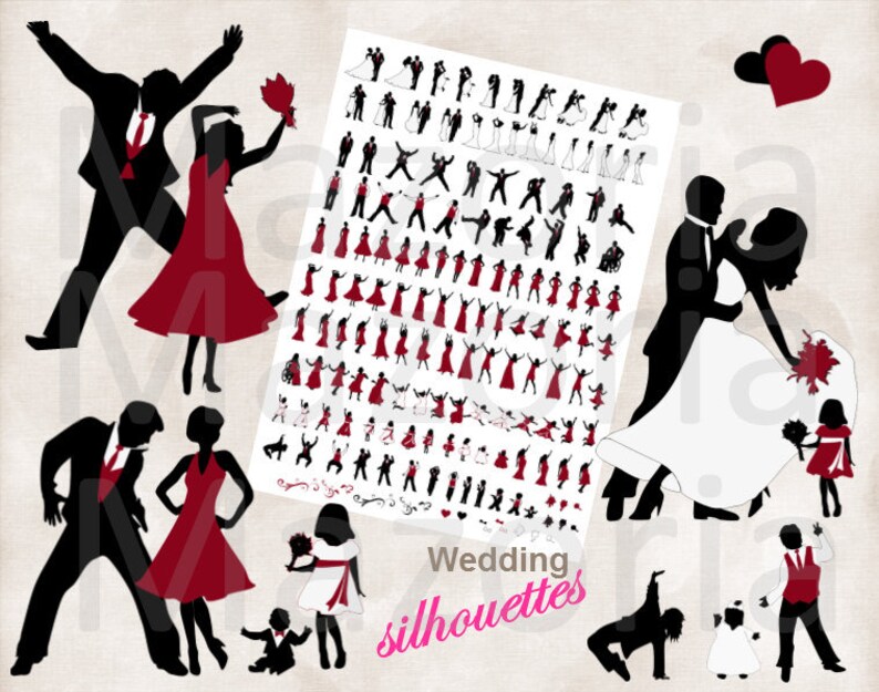 New Silhouette Dancing Wedding Bridal Party 156 Silhouettes Etsy
