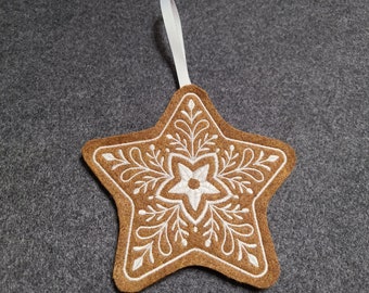 Gingerbread Cookie Felt Star Christmas / Holiday Ornament