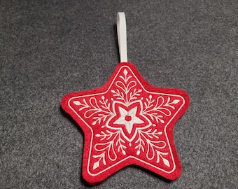 Red and White Cookie Felt Star Christmas / Holiday Ornament