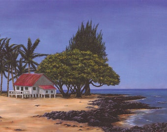 Seascape South Pacific Hawaiian Beach House Gallery Quality Giclee Fine Art Print Tropical Island Getaway