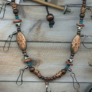 Handcrafted Fly Fishing Lanyard: Bone, Horn & Wood Beads - USA Made