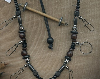 Fly Fishing Lanyard and Tippet Holder , Bone, All Natural Beads on type 1 Paracord-USA Handcrafted