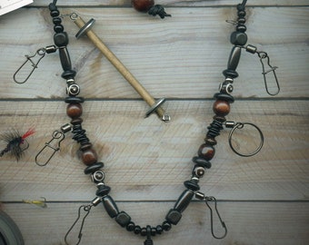 USA Handcrafted Fly Fishing Lanyard Tippet Holder With Buffalo Horn, Bone,  Shell and Wood Beads on 2mm Paracord -  Canada