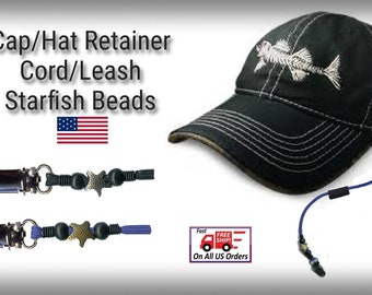 Hat/Cap Retainer Cord Leash w/ Starfish Beads Keeps Your Cap With You!