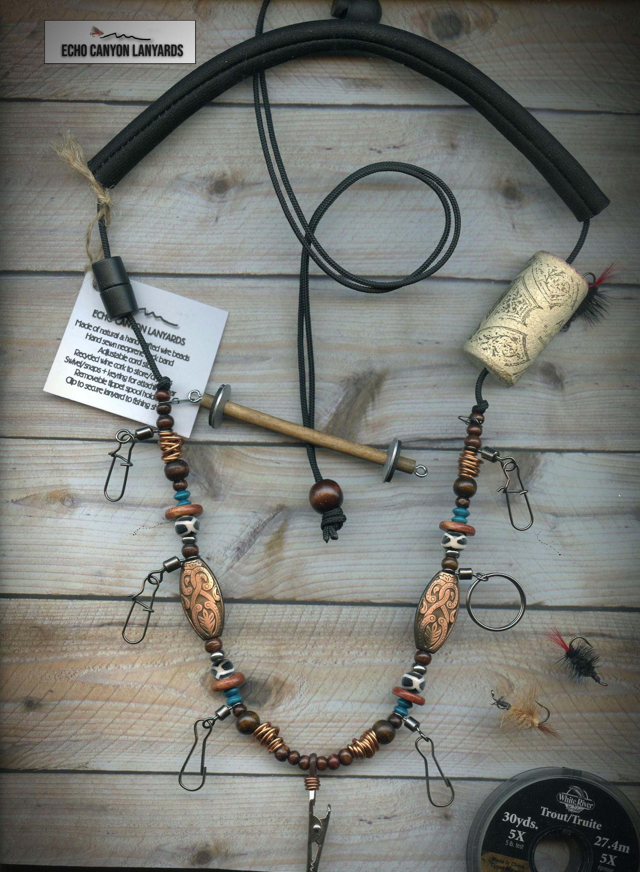 Handcrafted Fly Fishing Lanyard: Bone, Horn & Wood Beads - USA Made