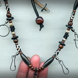 Fly Fishing Lanyard and Tippet Holder All Natural Beads on type 1 Paracord-USA Handcrafted image 2