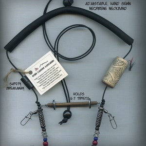 Abel Reel Inspired Fly Fishing Lanyard Tippet Holder with Skull, Horn, Bone and Wood Beads image 5