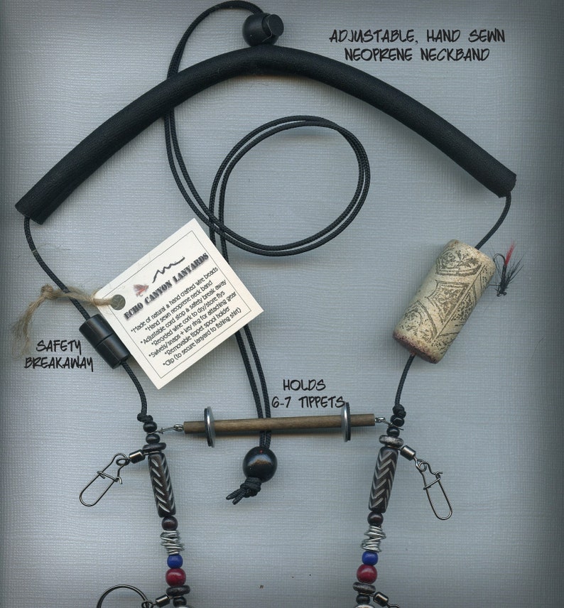 Abel Reel Inspired Fly Fishing Lanyard Tippet Holder with Skull, Horn, Bone and Wood Beads image 5