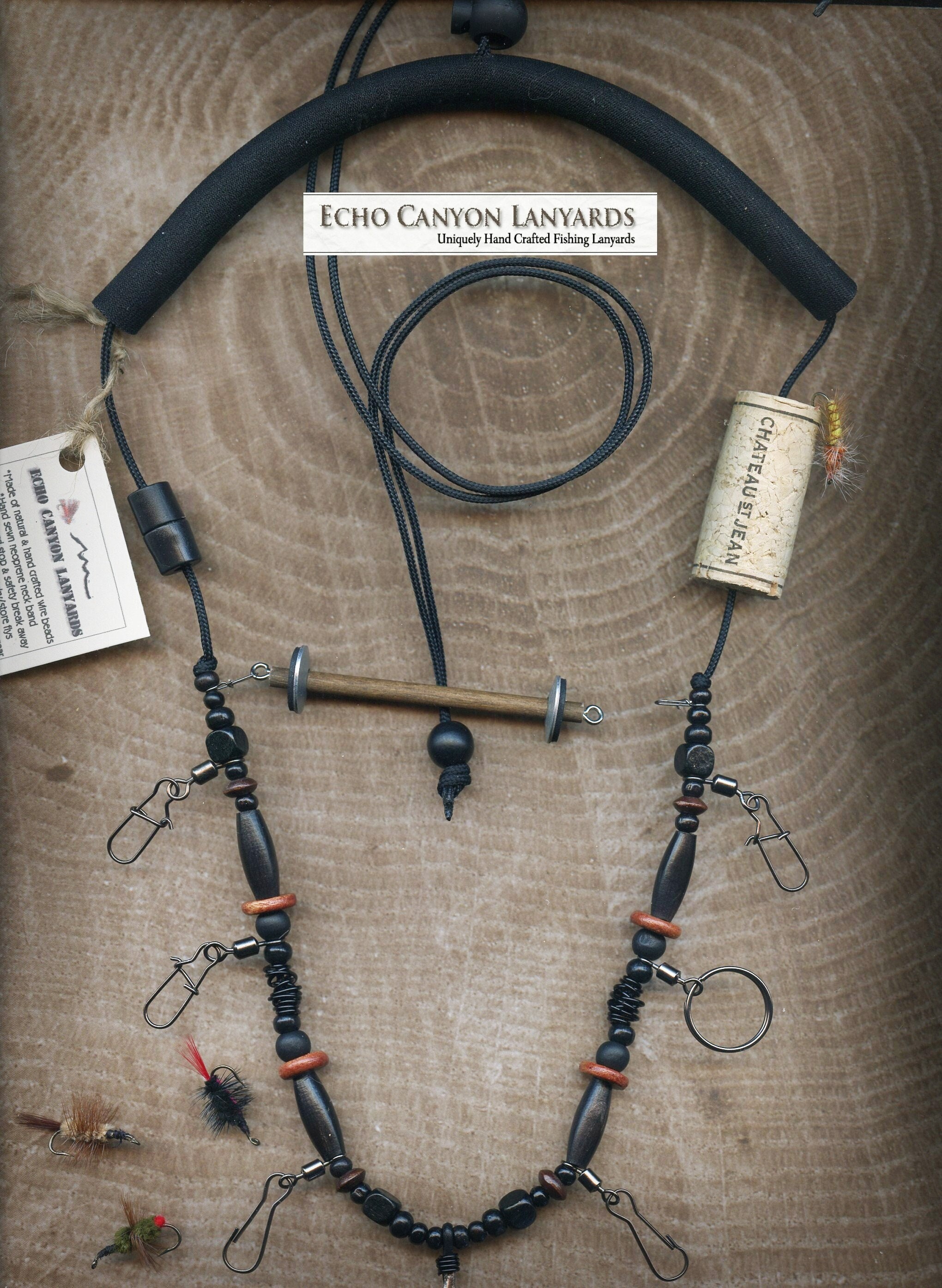 Fly Fishing Lanyard and Tippet Holder , Buffalo Horn, All Natural Beads on  Type 1 Paracord-usa Handcrafted 