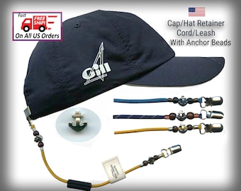 Hat/Cap Retainer Cord Leash With Anchor Beads Keeps Your Cap With You!