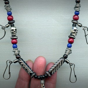 Abel Reel Inspired Fly Fishing Lanyard Tippet Holder with Skull, Horn, Bone and Wood Beads image 3