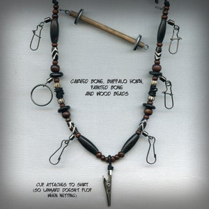 Fly Fishing Lanyard and Tippet Holder All Natural Beads on type 1 Paracord-USA Handcrafted image 3