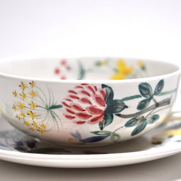 Ursala Printz Sweden SKALFAT Gustavsberg Fajans Teacup & Saucer- RARE- 1940's