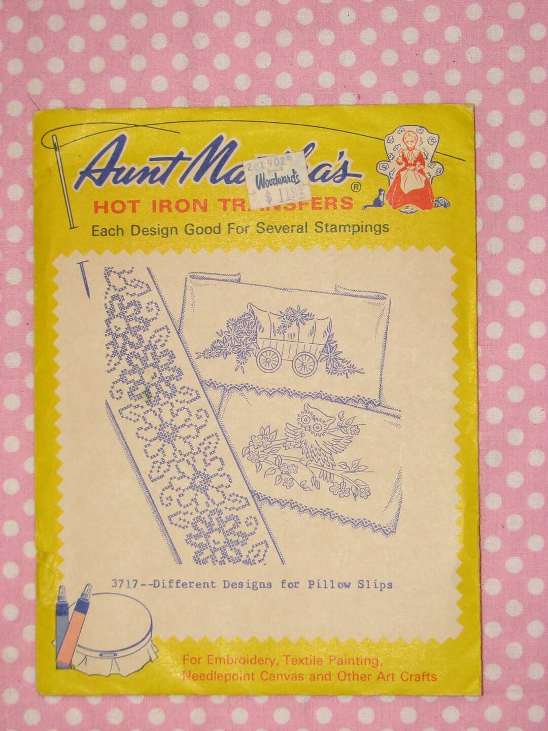 Vintage Aunt Martha's Hot Iron Transfer Pattern for Needlework-pillow ...