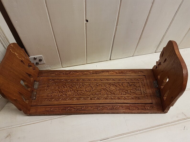 Vintage Hand Carved Wooden Book Holder1980's Etsy