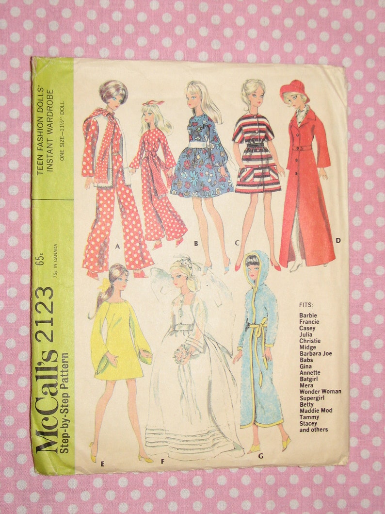 Barbie Doll Clothing Pattern By McCall/'s no.2123