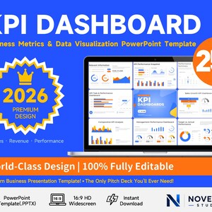 KPI Dashboard PowerPoint Template | Executive Business Presentation Slides, Data Visualization Charts, Pitch Deck, Editable PPTX - NOVENTA