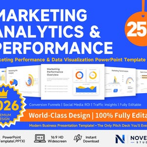 Marketing Analytics PowerPoint Template | Digital Campaign Funnel Slides, Social Media ROI Charts, Business Pitch Deck, PPTX - NOVENTA