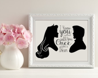 Sleeping Beauty Silhouette Art Print: Aurora & Phillip (Digital Download)